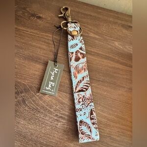 Myra Bag Pathflower Train Hand-Tooled Key Fob Chain Wrist Strap New